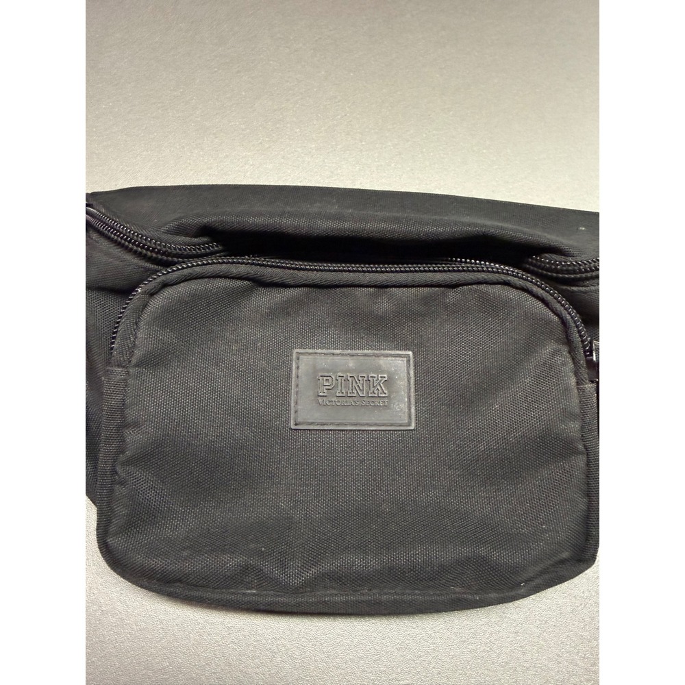 Victoria's Secret PINK Black Belt Bag Fanny Pack Adjustable‎ Logo Strap Zippered